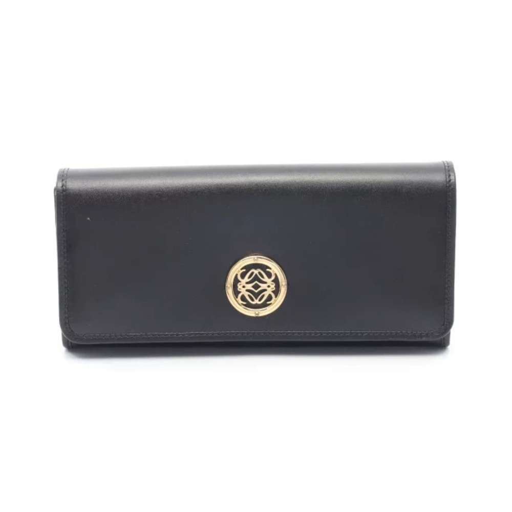 Loewe Anagram Bi fold Long Wallet Leather Black